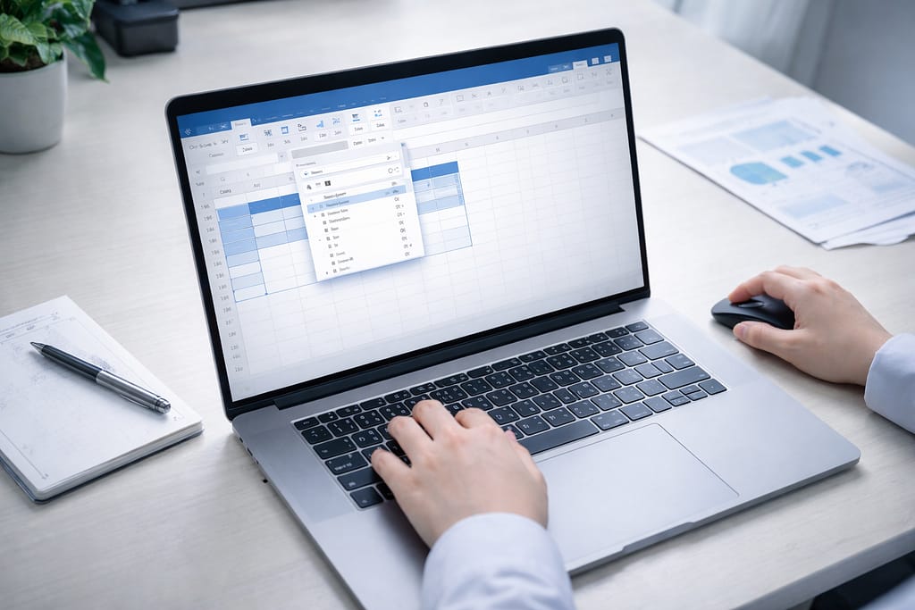 エクセルで複数セルのフォントを一括変更している操作画面の写真