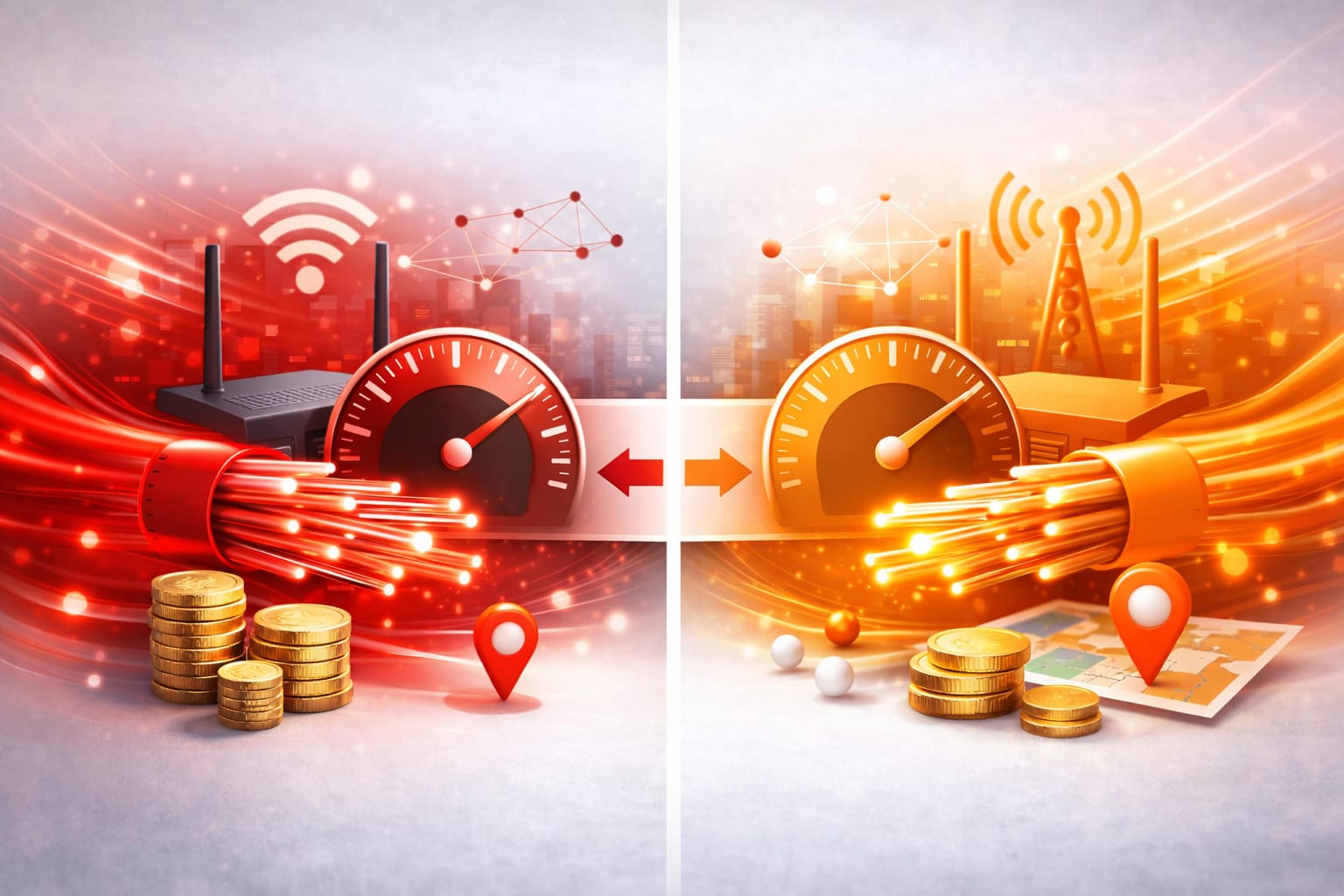 光回線の料金・速度・エリア比較イメージ図