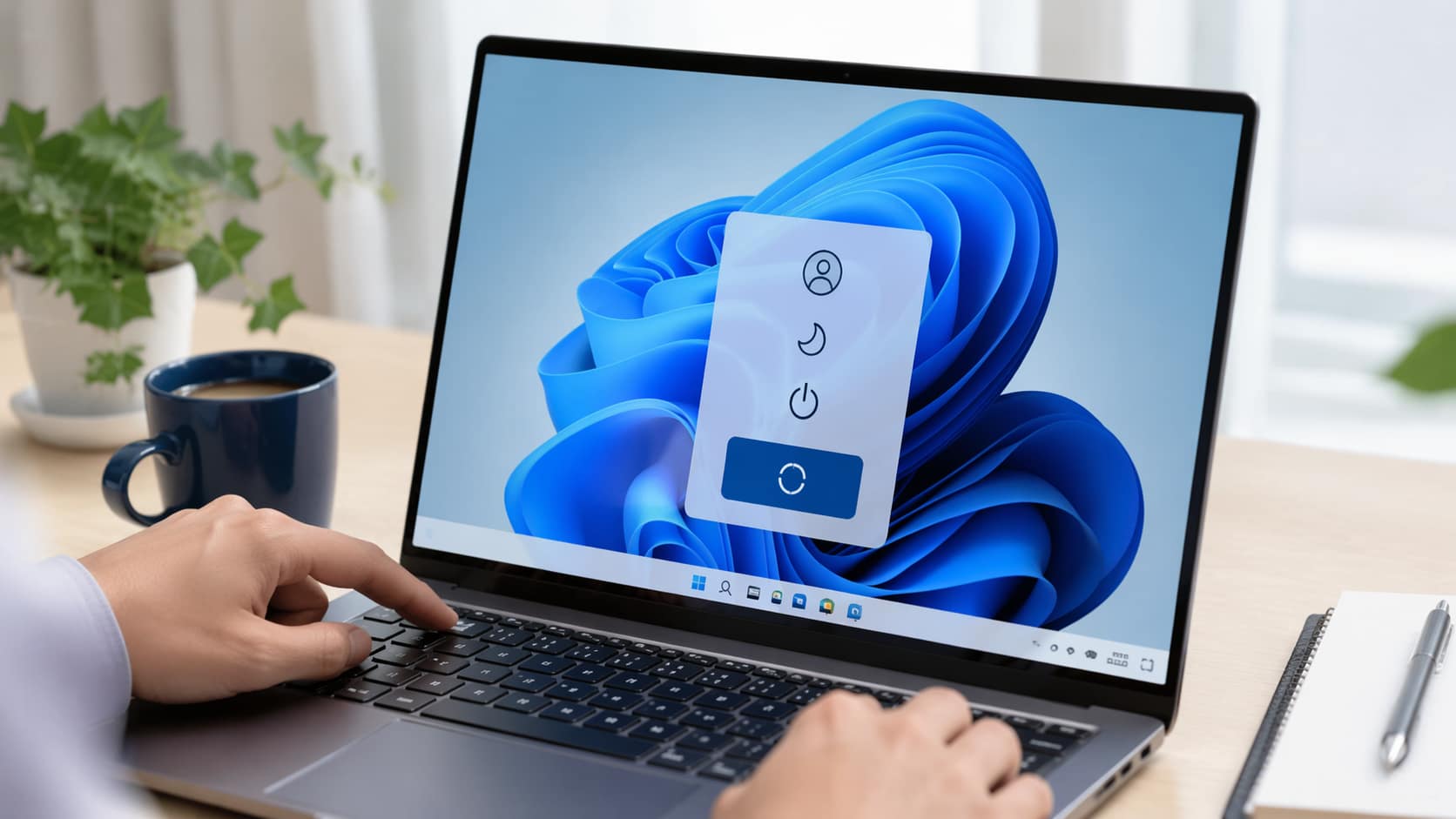 Windows 11の再起動ショートカット操作を示すノートPC画面のアイキャッチ画像